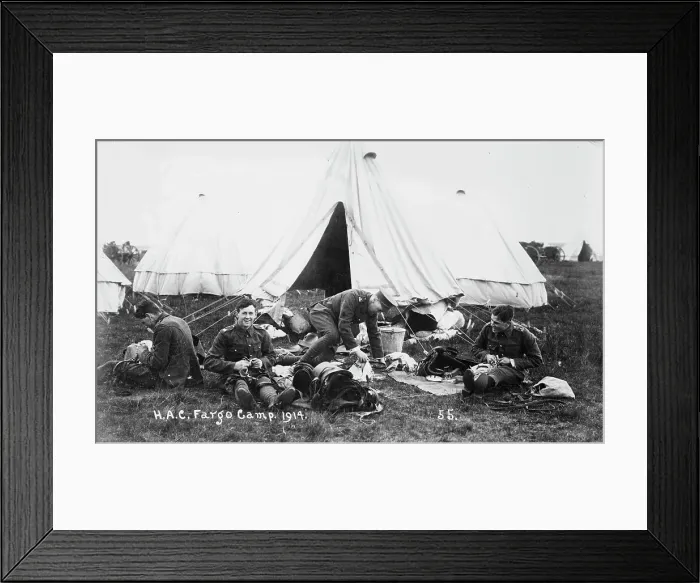 Framed Print : Recruits, Aldershot, H.A.C. Fargo Camp. 1914, 1914. Creator: Bain News Service Framed Print : Recruits, Aldershot, H.A.C. Fargo Camp. 1914, 1914. Creator: Bain News Service