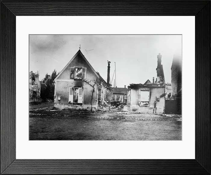 Framed Print : House burned by Germans, Choisy Au Bac, 16 Nov 1918. Creator: Bain News Service Framed Print : House burned by Germans, Choisy Au Bac, 16 Nov 1918. Creator: Bain News Service