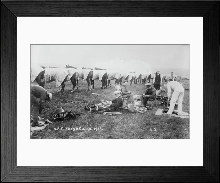 Framed Print : Recruits, Aldershot, H.A.C. Fargo Camp. 1914, 1914. Creator: Bain News Service Framed Print : Recruits, Aldershot, H.A.C. Fargo Camp. 1914, 1914. Creator: Bain News Service