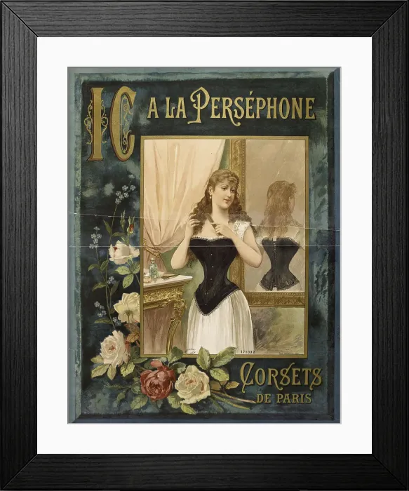 Framed Print : A la Perséphone. Corsets de Paris, 1889. Creator: Anonymous Framed Print : A la Perséphone. Corsets de Paris, 1889. Creator: Anonymous