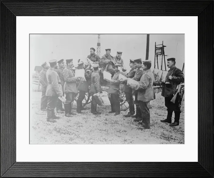 Framed Print : Arrival of gifts for German soldiers, between c1914 and c1915. Creator: Bain News Service Framed Print : Arrival of gifts for German soldiers, between c1914 and c1915. Creator: Bain News Service