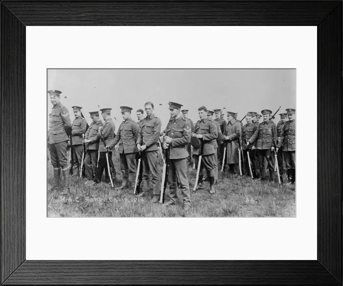 Framed Print : Recruits, Aldershot, H.A.C. Fargo Camp, 1914, 1914. Creator: Bain News Service Framed Print : Recruits, Aldershot, H.A.C. Fargo Camp, 1914, 1914. Creator: Bain News Service