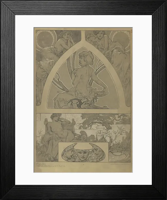 Framed Print : Figures décoratives, 1902. Creator: Mucha, Alfons Marie (1860-1939) Framed Print : Figures décoratives, 1902. Creator: Mucha, Alfons Marie (1860-1939)