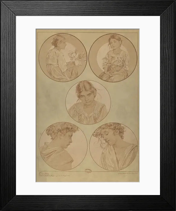 Framed Print : Figures décoratives, 1902. Creator: Mucha, Alfons Marie (1860-1939) Framed Print : Figures décoratives, 1902. Creator: Mucha, Alfons Marie (1860-1939)