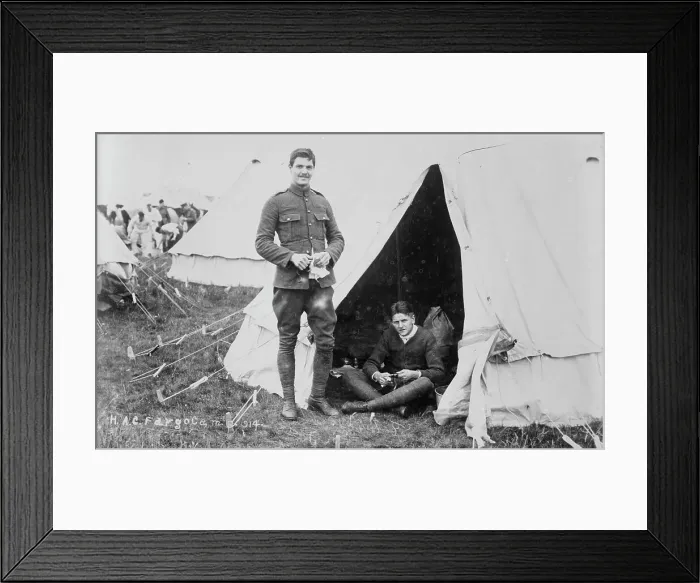 Framed Print : Recruits, Aldershot, H.A.C. Fargo Camp. 1914, 1914. Creator: Bain News Service Framed Print : Recruits, Aldershot, H.A.C. Fargo Camp. 1914, 1914. Creator: Bain News Service