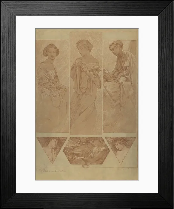 Framed Print : Figures décoratives, 1902. Creator: Mucha, Alfons Marie (1860-1939) Framed Print : Figures décoratives, 1902. Creator: Mucha, Alfons Marie (1860-1939)