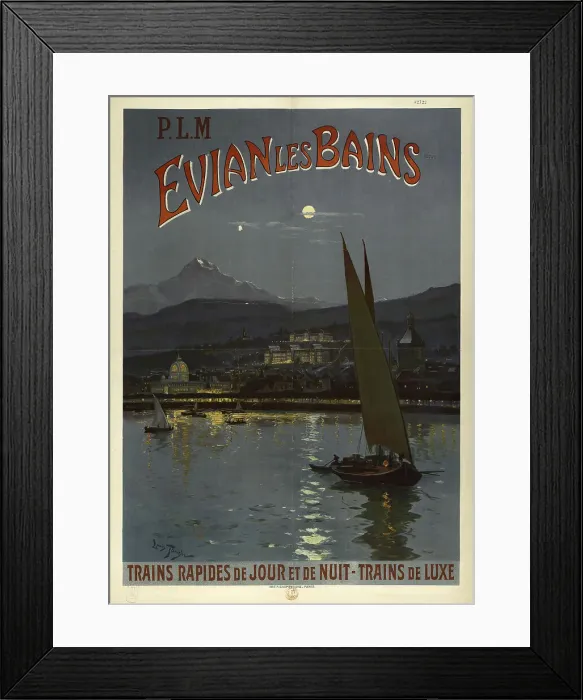 Framed Print : P.L.M. Evian les Bains. Trains rapides de jour et de nuit. Trains de luxe, 1908. Creator: Tauzin, Louis (1842-1915) Framed Print : P.L.M. Evian les Bains. Trains rapides de jour et de nuit. Trains de luxe, 1908. Creator: Tauzin, Louis (1842-1915)