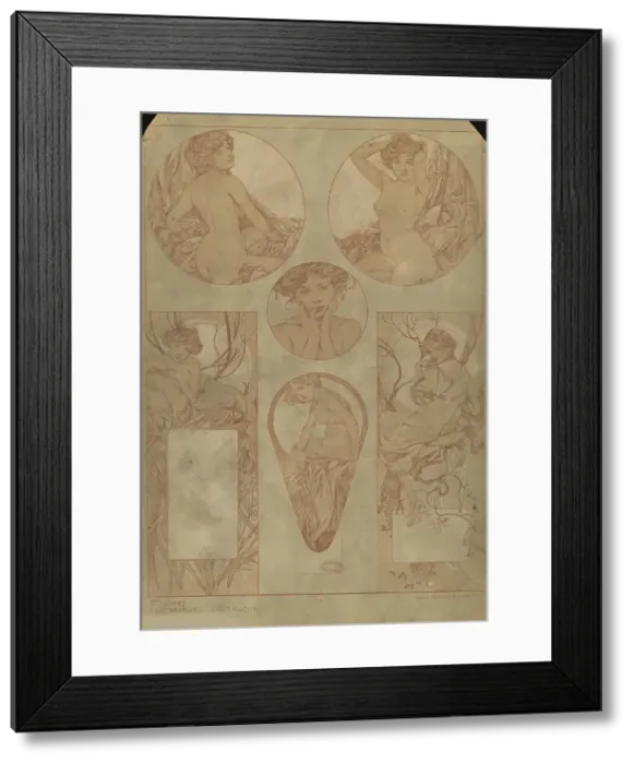 Framed Print : Figures décoratives, 1902. Creator: Mucha, Alfons Marie (1860-1939) Framed Print : Figures décoratives, 1902. Creator: Mucha, Alfons Marie (1860-1939)