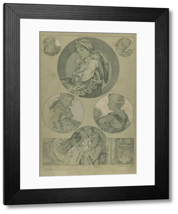 Framed Print : Figures décoratives, 1902. Creator: Mucha, Alfons Marie (1860-1939) Framed Print : Figures décoratives, 1902. Creator: Mucha, Alfons Marie (1860-1939)