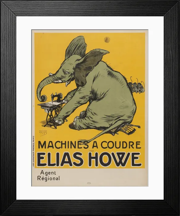 Framed Print : Machine à coudre Elias Howe, 1906. Creator: Wallace, Richard William (1872-1927) Framed Print : Machine à coudre Elias Howe, 1906. Creator: Wallace, Richard William (1872-1927)