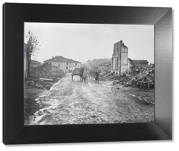 Village in the Somme, entrance to Albert, between c1915 and c1920. Creator: Bain News Service
