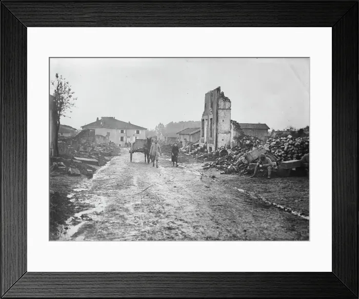 Framed Print : Village in the Somme, entrance to Albert, between c1915 and c1920. Creator: Bain News Service Framed Print : Village in the Somme, entrance to Albert, between c1915 and c1920. Creator: Bain News Service