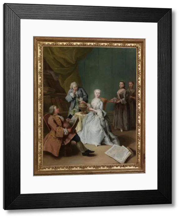 Framed Print : The geography lesson, c.1750-1752. Creator: Longhi, Pietro (1701-1785) Framed Print : The geography lesson, c.1750-1752. Creator: Longhi, Pietro (1701-1785)