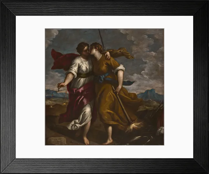 Framed Print : Allegory of justice and peace, c.1620. Creator: Palma il Giovane, Jacopo, the younger (1544-1628) Framed Print : Allegory of justice and peace, c.1620. Creator: Palma il Giovane, Jacopo, the younger (1544-1628)
