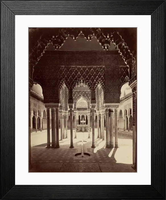 Framed Print : The Court of Lions in the Alhambra, 1870. Creator: Laurent, Juan (1816-1886) Framed Print : The Court of Lions in the Alhambra, 1870. Creator: Laurent, Juan (1816-1886)