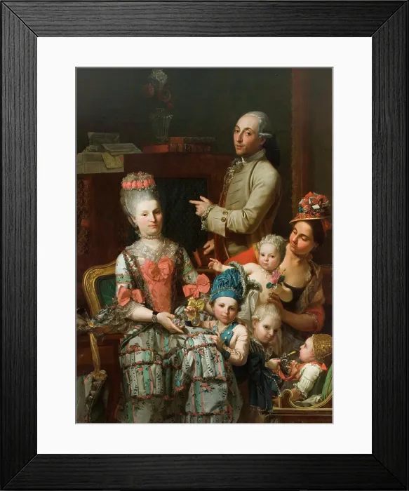 Framed Print : Antonio Ghidini and his family, 18th century. Creator: Ferrari, Pietro Melchiorre (1735-1787) Framed Print : Antonio Ghidini and his family, 18th century. Creator: Ferrari, Pietro Melchiorre (1735-1787)