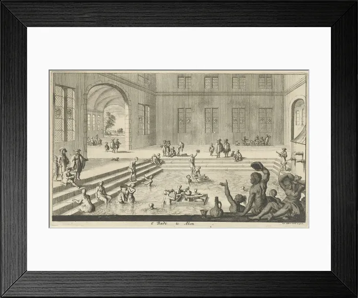 Framed Print : Imperial bath in Aachen, 1682. Creator: Luyken, Jan (Johannes) (1649-1712) Framed Print : Imperial bath in Aachen, 1682. Creator: Luyken, Jan (Johannes) (1649-1712)