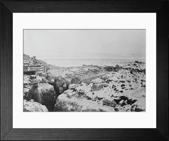 Framed Print : First Aid Station, American Trenches, 1917 and 1918. Creator: Bain News Service Framed Print : First Aid Station, American Trenches, 1917 and 1918. Creator: Bain News Service