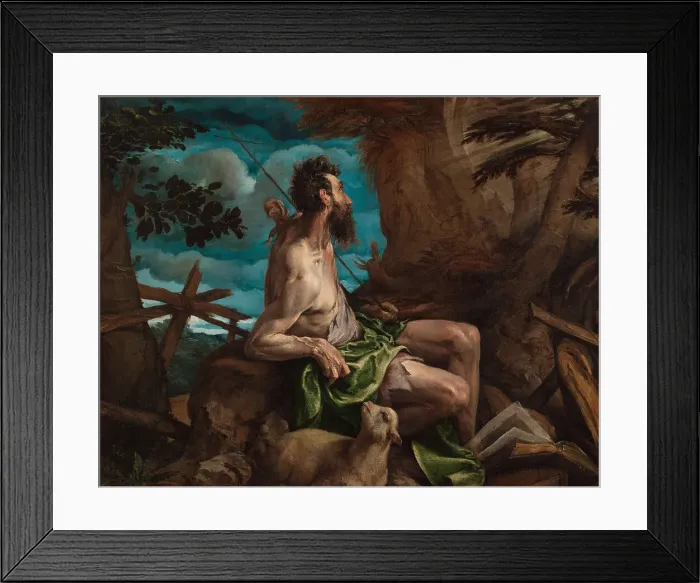 Framed Print : Saint John the Baptist in the desert, 1558. Creator: Bassano, Jacopo, il vecchio (around 1510-1592) Framed Print : Saint John the Baptist in the desert, 1558. Creator: Bassano, Jacopo, il vecchio (around 1510-1592)