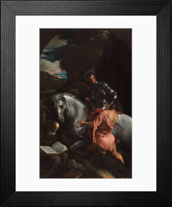Framed Print : Saint Martin and the beggar with Saint Anthony, 1580. Creator: Bassano, Jacopo, il vecchio (around 1510-1592) Framed Print : Saint Martin and the beggar with Saint Anthony, 1580. Creator: Bassano, Jacopo, il vecchio (around 1510-1592)