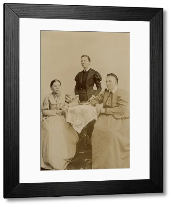 Framed Print : Group photo: sisters, wife and sisters of the wife of the merchant GV Yudin, 1895. Creator: Unknown Framed Print : Group photo: sisters, wife and sisters of the wife of the merchant GV Yudin, 1895. Creator: Unknown