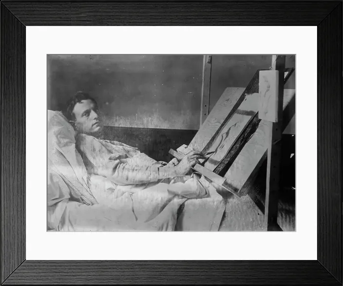 Framed Print : Cripple learning designing, [France], between c1915 and 1918. Creator: Bain News Service