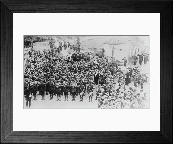 Framed Print : French band & U.S. troops, 1917 or 1918. Creator: Bain News Service. French band & U.S. troops, 1917 or 1918. Creator: Bain News Service Framed Print : French band & U.S. troops, 1917 or 1918. Creator: Bain News Service. French band & U.S. troops, 1917 or 1918. Creator: Bain News Service