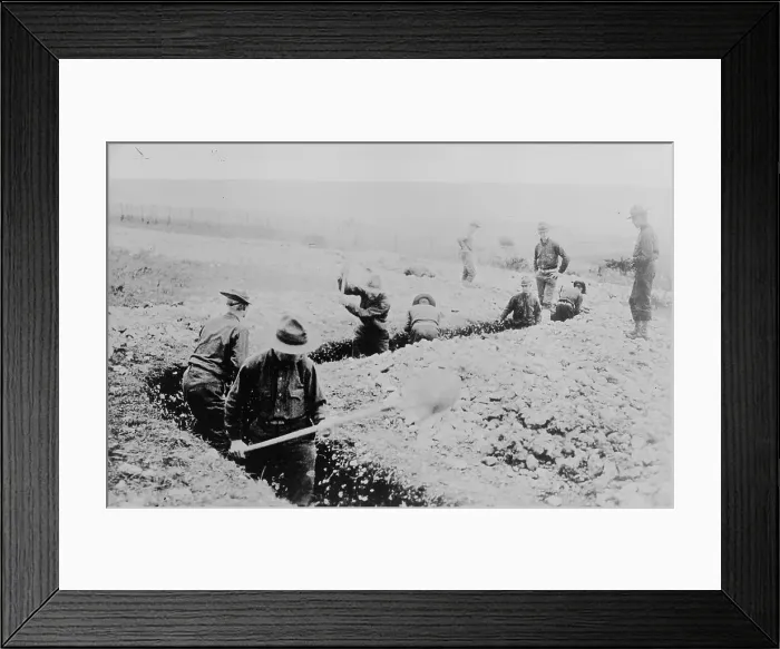 Framed Print : Marines dig a trench (France), 23 Jan 1918. Creator: Bain News Service Framed Print : Marines dig a trench (France), 23 Jan 1918. Creator: Bain News Service