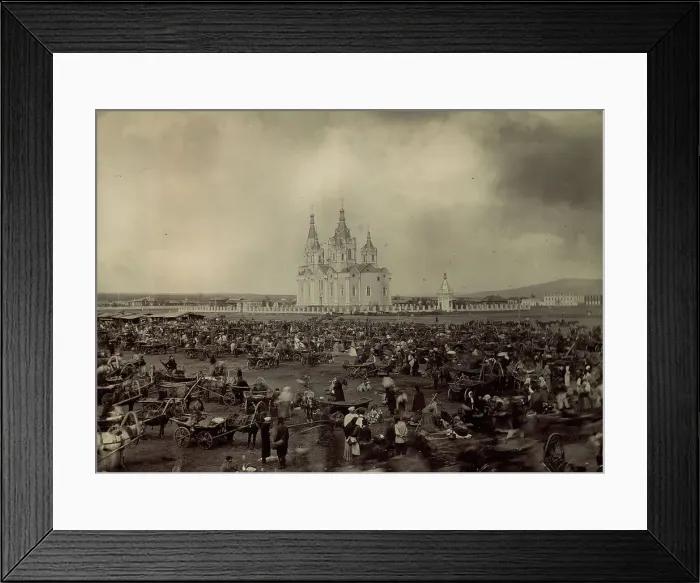 Framed Print : Bazaar on Novobazarnaya Square, 1860. Creator: Unknown Framed Print : Bazaar on Novobazarnaya Square, 1860. Creator: Unknown