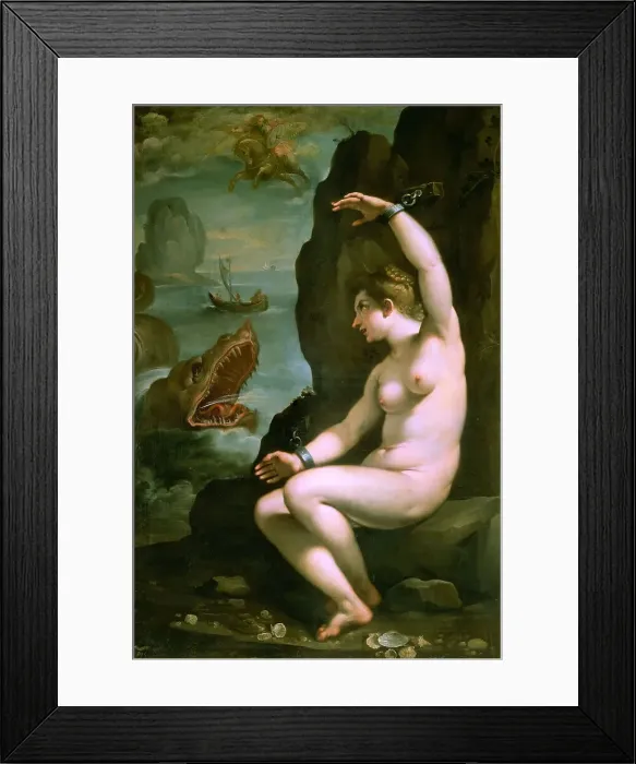Framed Print : Perseus frees Andromeda, c.1612. Creator: Manetti, Rutilio (1571-1639) Framed Print : Perseus frees Andromeda, c.1612. Creator: Manetti, Rutilio (1571-1639)
