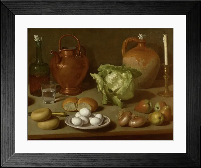 Framed Print : Still life with eggs, cabbage and candlestick. Creator: Magini, Carlo (1720-1806) Framed Print : Still life with eggs, cabbage and candlestick. Creator: Magini, Carlo (1720-1806)