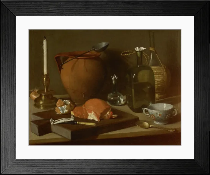 Framed Print : Still life with cup, bottle, clay pot and candlestick. Creator: Magini, Carlo (1720-1806) Framed Print : Still life with cup, bottle, clay pot and candlestick. Creator: Magini, Carlo (1720-1806)