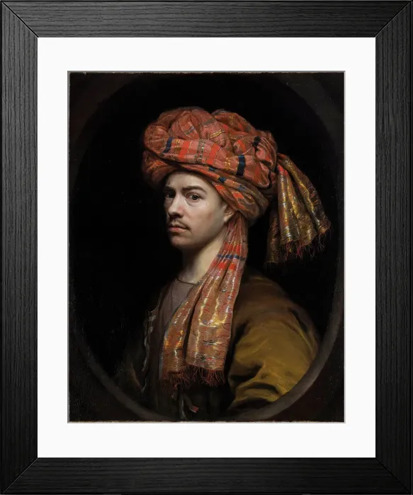 Framed Print : Self-portrait with turban. Creator: Vaillant, Wallerant (1623-1677) Framed Print : Self-portrait with turban. Creator: Vaillant, Wallerant (1623-1677)