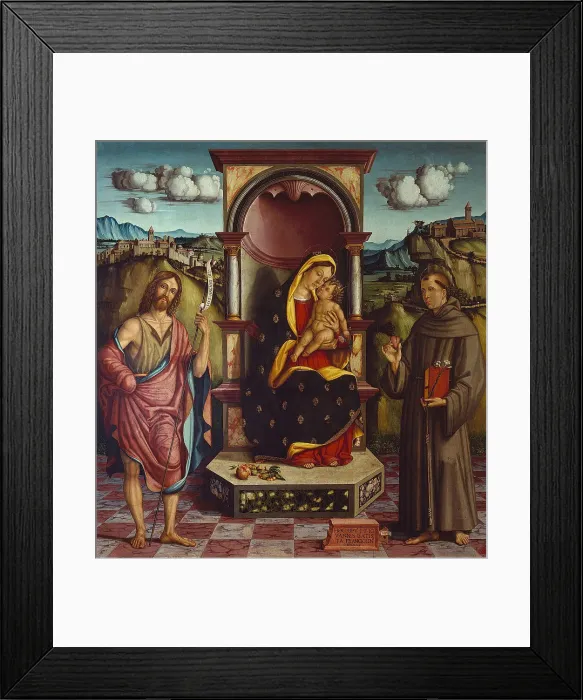 Framed Print : Madonna and Child with Saints John the Baptist and Anthony of Padua, 1528. Creator: Agabiti, Pietro Paolo (ca1470-ca1540) Framed Print : Madonna and Child with Saints John the Baptist and Anthony of Padua, 1528. Creator: Agabiti, Pietro Paolo (ca1470-ca1540)