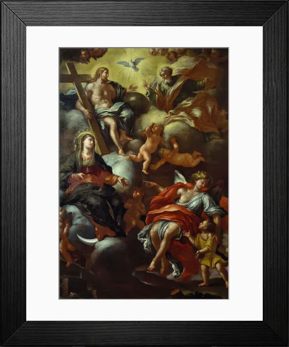 Framed Print : Trinity, Madonna and Guardian Angel, c.1710. Creator: Del Pò, Giacomo (1654-1726) Framed Print : Trinity, Madonna and Guardian Angel, c.1710. Creator: Del Pò, Giacomo (1654-1726)