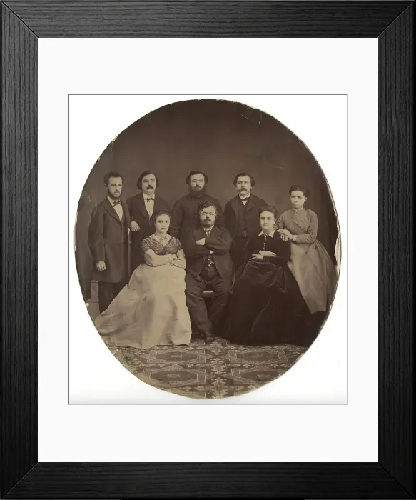 Framed Print : Group photo of Shchegolev brothers with their wives, 1860. Creator: Unknown Framed Print : Group photo of Shchegolev brothers with their wives, 1860. Creator: Unknown