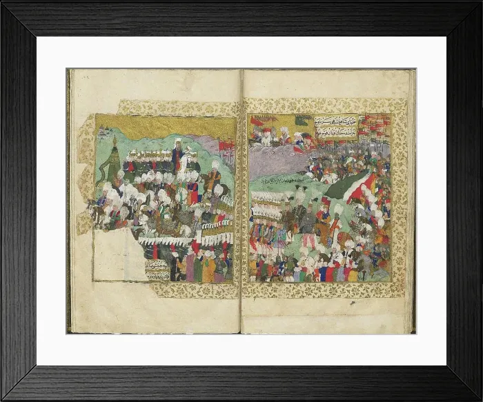 Framed Print : Sultan Osman II goes to war against Poland-Lithuania, from Sehname-i Nadir... c.1622. Creator: Turkish Master Framed Print : Sultan Osman II goes to war against Poland-Lithuania, from Sehname-i Nadir... c.1622. Creator: Turkish Master