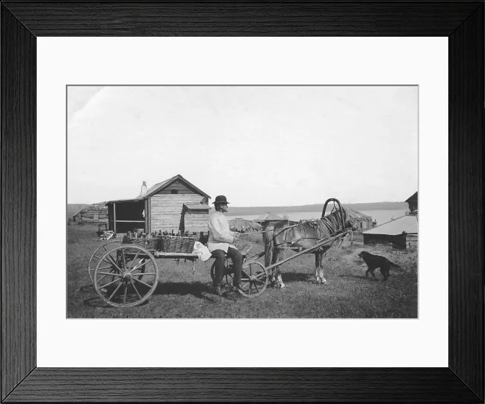 Framed Print : A kumys delivery man at the resort of Lake Shira, 1900-1909. Creator: LI Vonago Framed Print : A kumys delivery man at the resort of Lake Shira, 1900-1909. Creator: LI Vonago