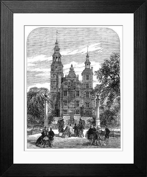 Framed Print : The Prince and Princess of Wales at at the gate of Rosenborg Castle, 1864. Creator: Unknown Framed Print : The Prince and Princess of Wales at at the gate of Rosenborg Castle, 1864. Creator: Unknown
