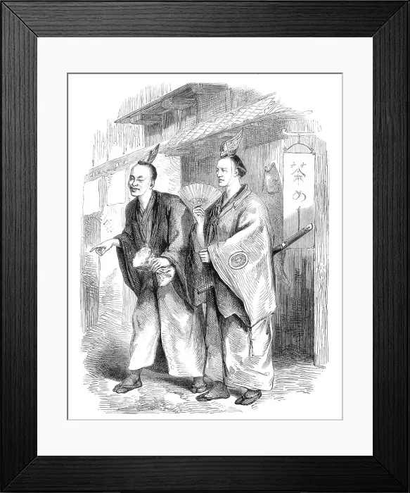 Framed Print : Wandering minstrels at Yokohama, 1864. Creator: Unknown Framed Print : Wandering minstrels at Yokohama, 1864. Creator: Unknown