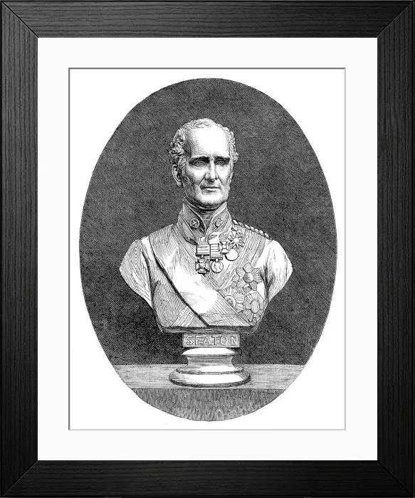 Framed Print : Marble bust of the late Field Marshal Lord Seaton, by G. G. Adams, 1864. Creator: Unknown Framed Print : Marble bust of the late Field Marshal Lord Seaton, by G. G. Adams, 1864. Creator: Unknown