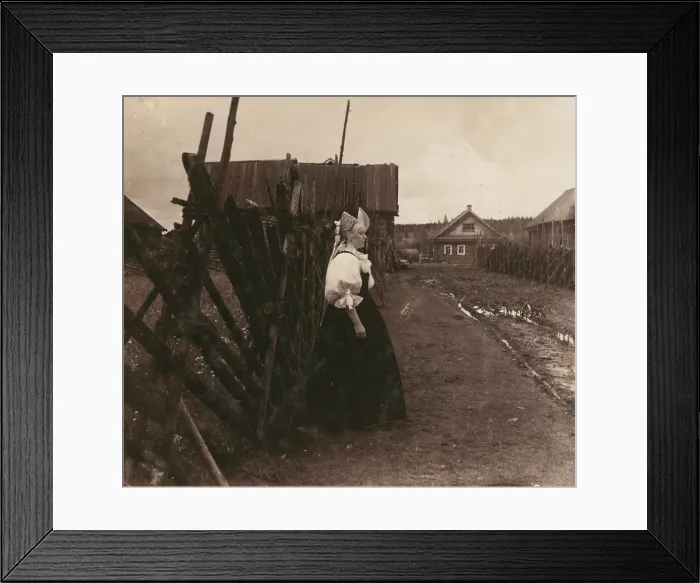 Framed Print : Side view of an antique peasant dress [Russian Empire], 1909. Creator: Sergey Mikhaylovich Prokudin-Gorsky