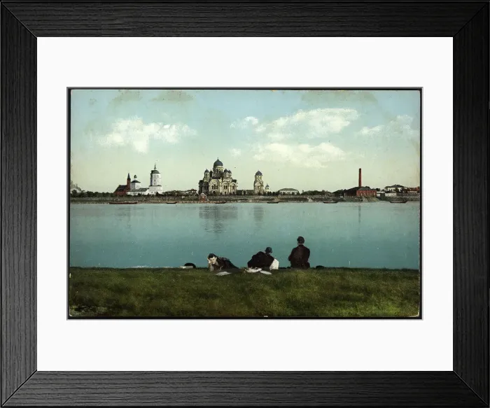 Framed Print : Irkutsk View of the city from Love Island, 1904-1914. Creator: Unknown