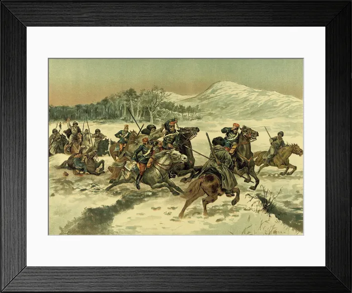 Framed Print : 1st Cossack Skirmish with the Japanese in Korea, 1904. Creator: Unknown Framed Print : 1st Cossack Skirmish with the Japanese in Korea, 1904. Creator: Unknown