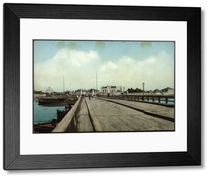 Framed Print : Irkutsk Pontoon bridge over the Angara River, 1904-1914. Creator: Unknown Framed Print : Irkutsk Pontoon bridge over the Angara River, 1904-1914. Creator: Unknown