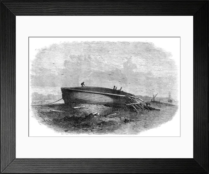 Framed Print : Wreck of the Lottie Sleigh on the beach at New Ferry, Birkenhead, 1864. Creator: Unknown Framed Print : Wreck of the Lottie Sleigh on the beach at New Ferry, Birkenhead, 1864. Creator: Unknown