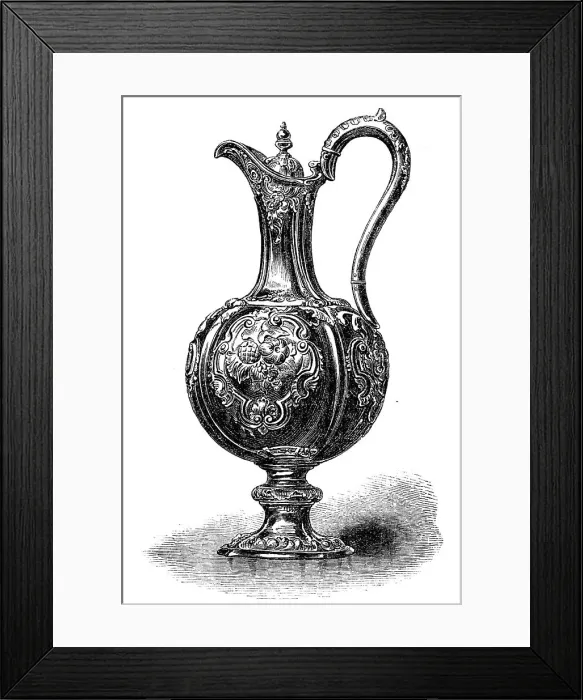 Framed Print : Claret-jug presented to S. R. Graves, late Mayor of Liverpool, by the seamen of H.M.S. Defence, 1864 Creator: Unknown