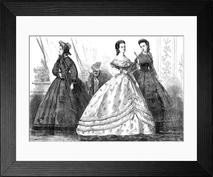 Framed Print : Paris fashions for February, 1864. Creator: Unknown Framed Print : Paris fashions for February, 1864. Creator: Unknown