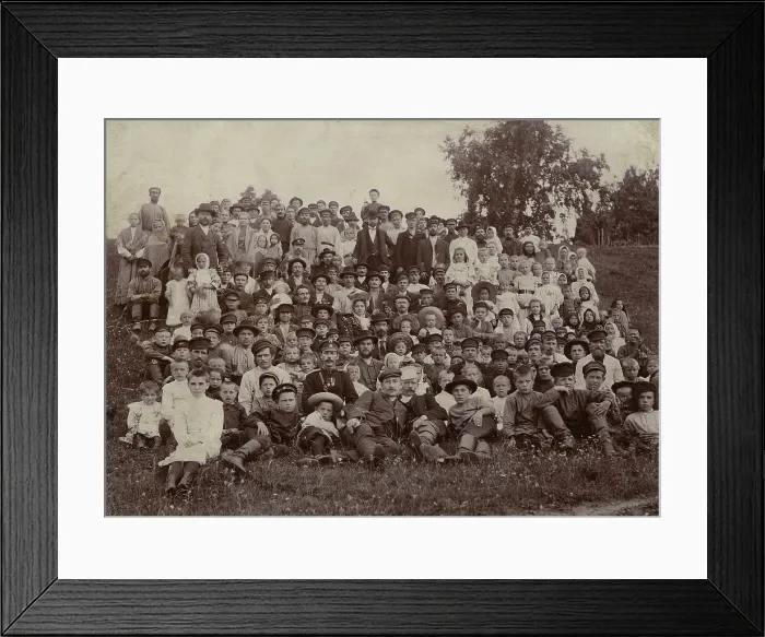 Framed Print : Workers and residents of the Znamensky glass factory village, 1909. Creator: S. Ia. Mamontov Framed Print : Workers and residents of the Znamensky glass factory village, 1909. Creator: S. Ia. Mamontov