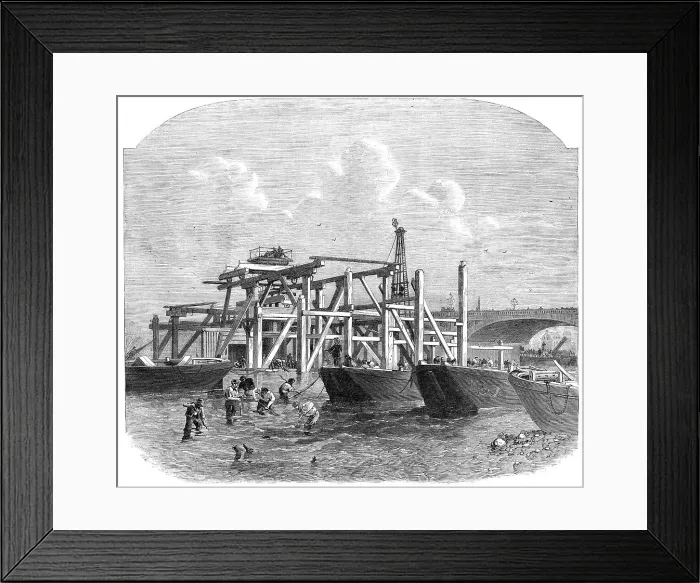 Framed Print : Commencement of the Thames Embankment works near Westminster Bridge, 1864. Creator: Unknown Framed Print : Commencement of the Thames Embankment works near Westminster Bridge, 1864. Creator: Unknown